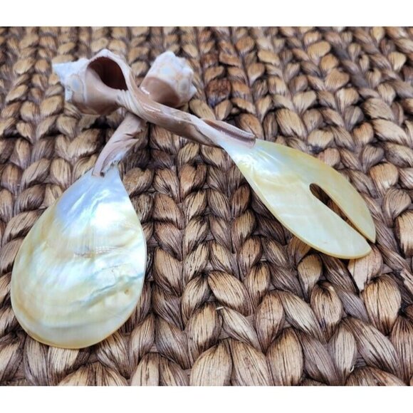 NEW Seashell Serving Set Mother Pearl Handmade Beach Wedding Party Boat Seaside - Picture 7 of 9